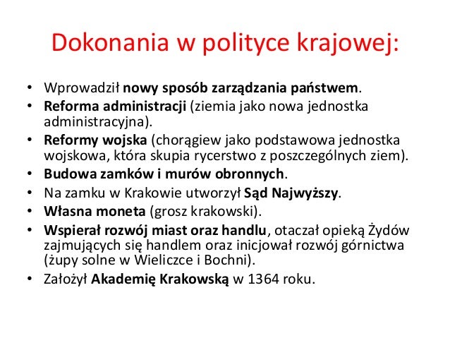 Reformy Kazimierza Wielkiego W Punktach Kazimierz wielki prezentacja