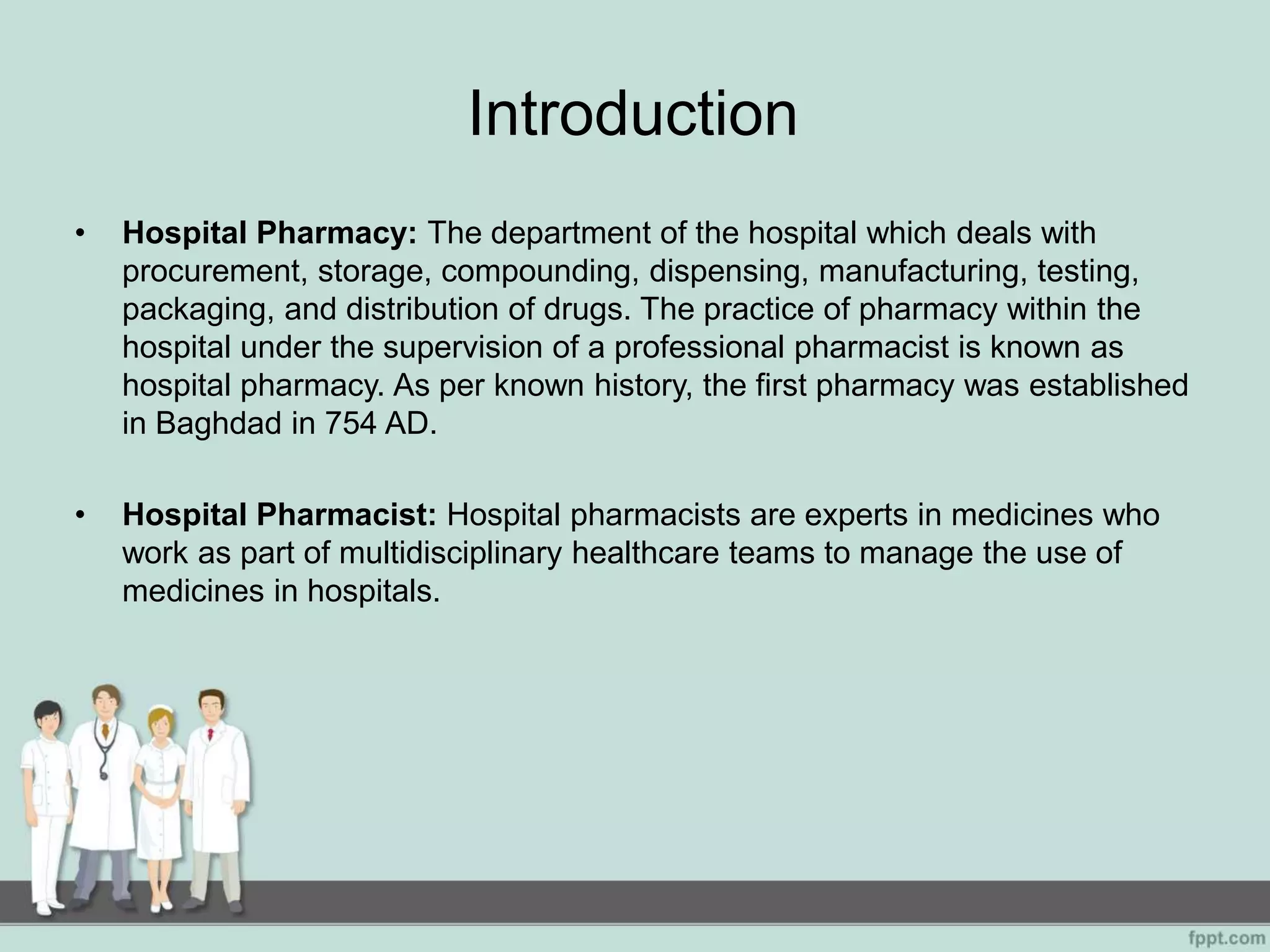 Functions Of Hospital Pharmacist Ppt