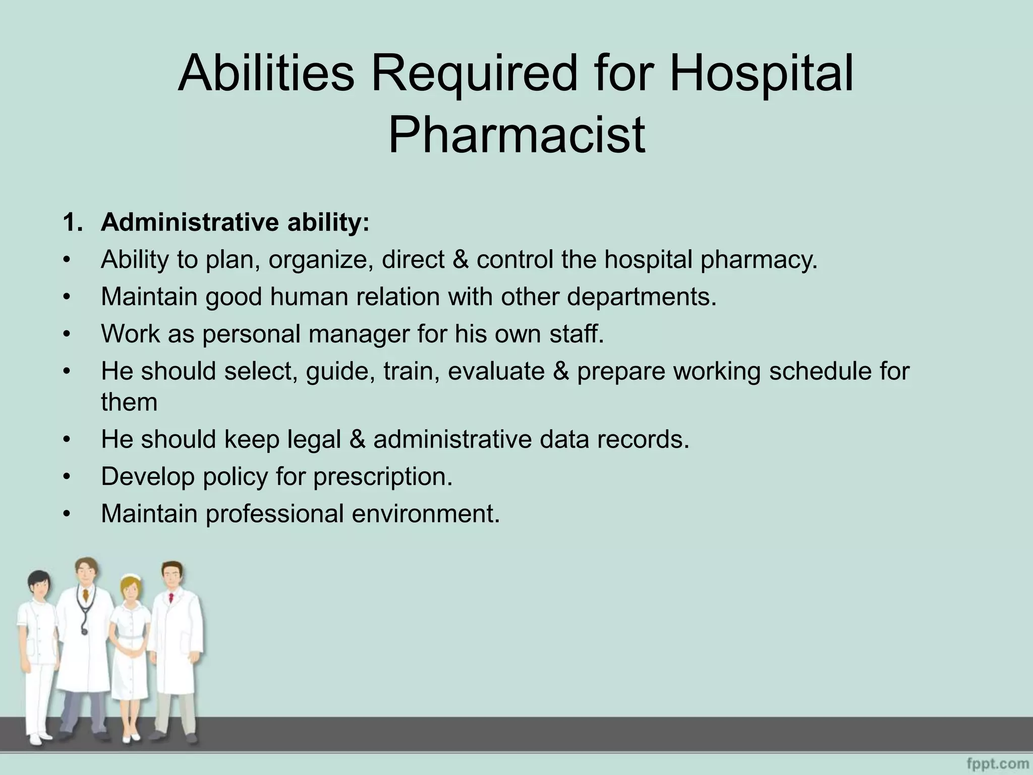 Functions Of Hospital Pharmacist Ppt