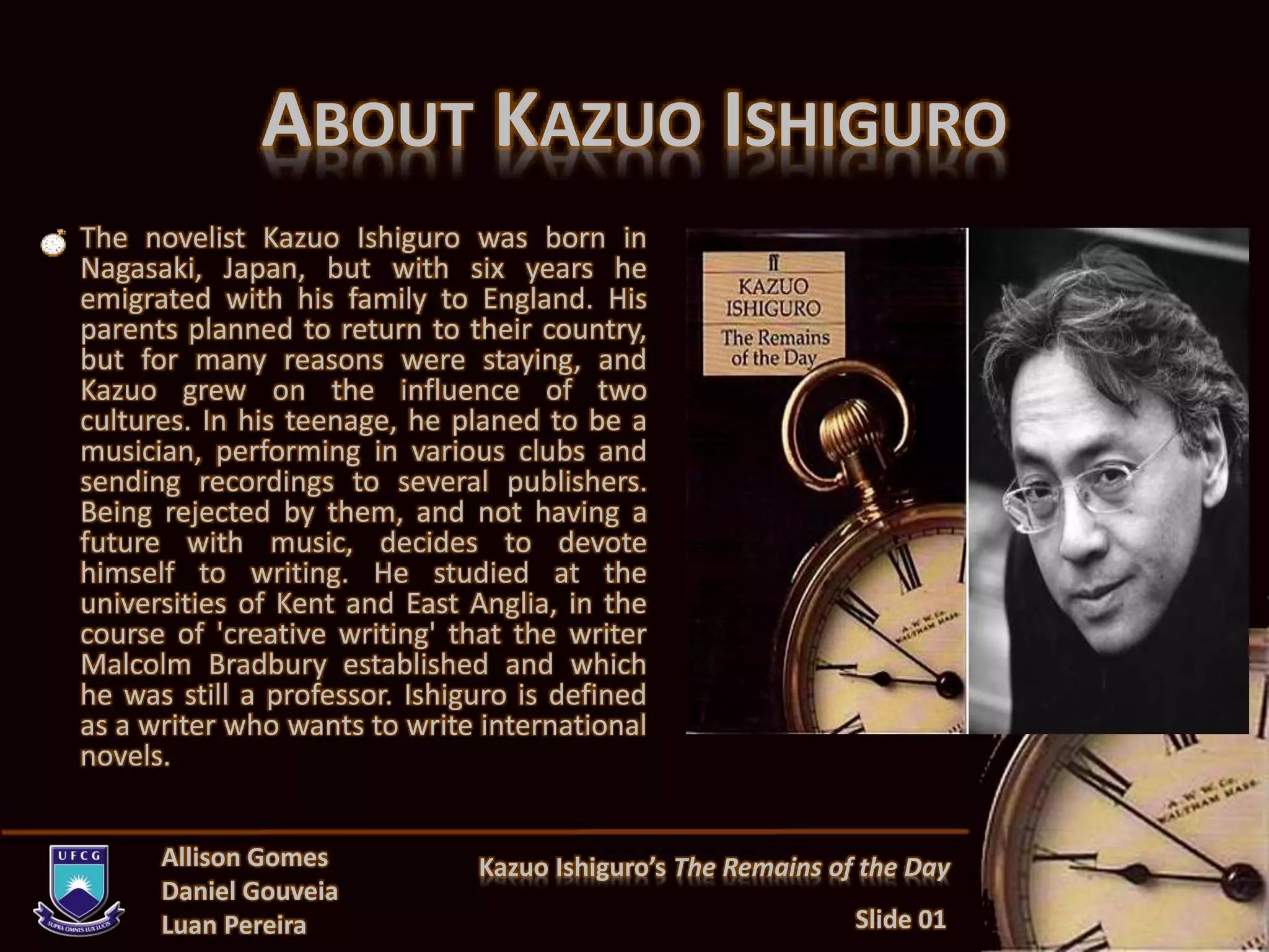 Kazuo Ishiguro's "The remains of the day" | PPT