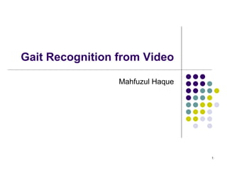 Gait Recognition from Video
Mahfuzul Haque

1

 
