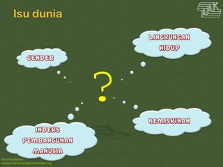 Kawi Boedisetio
telebiro.bandung0@clubmember.org
gender
Lingkungan
Hidup
Indeks
pembangunan
manusia
Kemiskinan
?
 