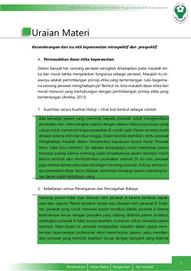 KECENDERUNGAN ETIKA KEPERAWATAN