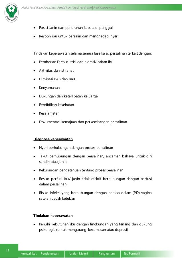 Konsep dasar ibu intranatal dan asuhan keperawatan pada ibu