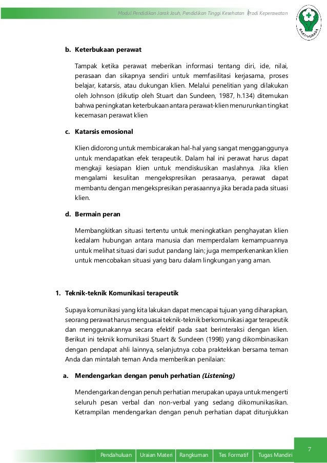 Komunikasi Dan Hubungan Terapeutik Dalam Keperawatan