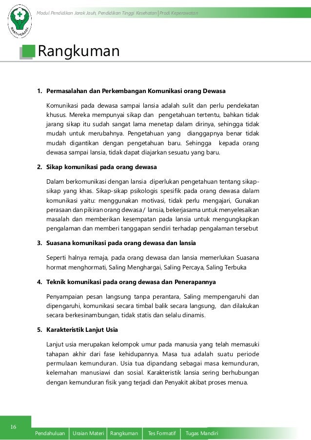 Penerapan Komunikasi Terapeutik Pada Dewasa Dan Lanjut Usia