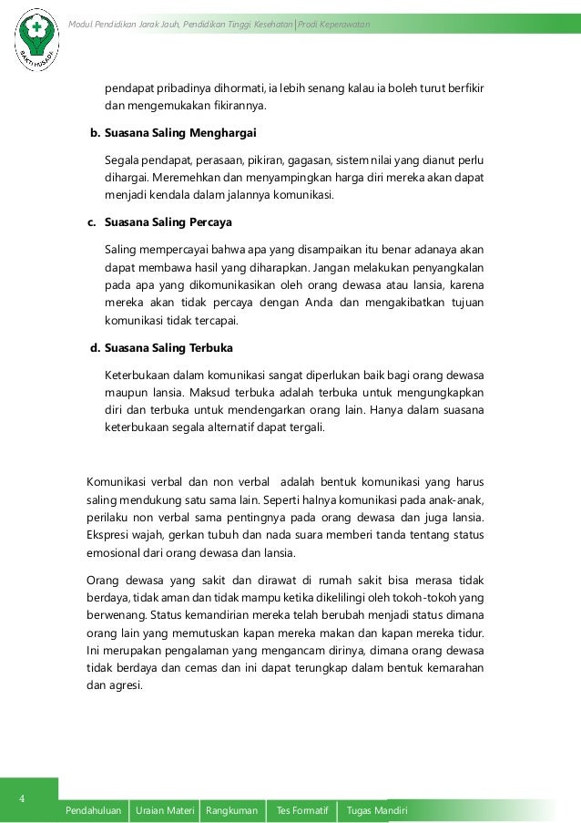 Penerapan Komunikasi Terapeutik pada Dewasa dan Lanjut Usia
