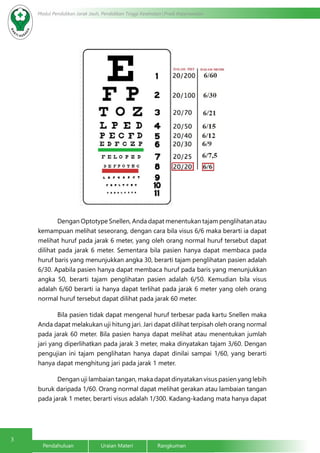 Visus Normal Pemeriksaan Fungsi Penglihatan | PDF