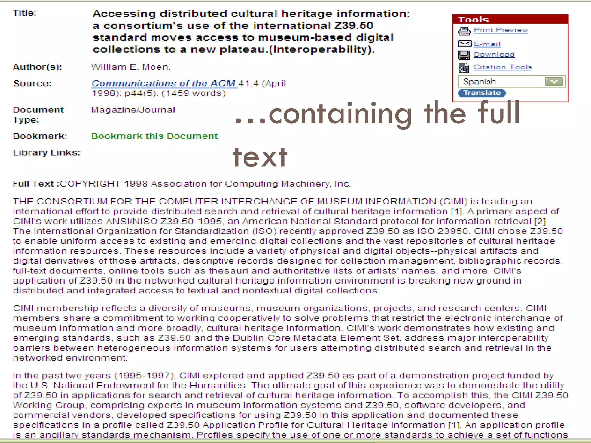 … containing the full text 