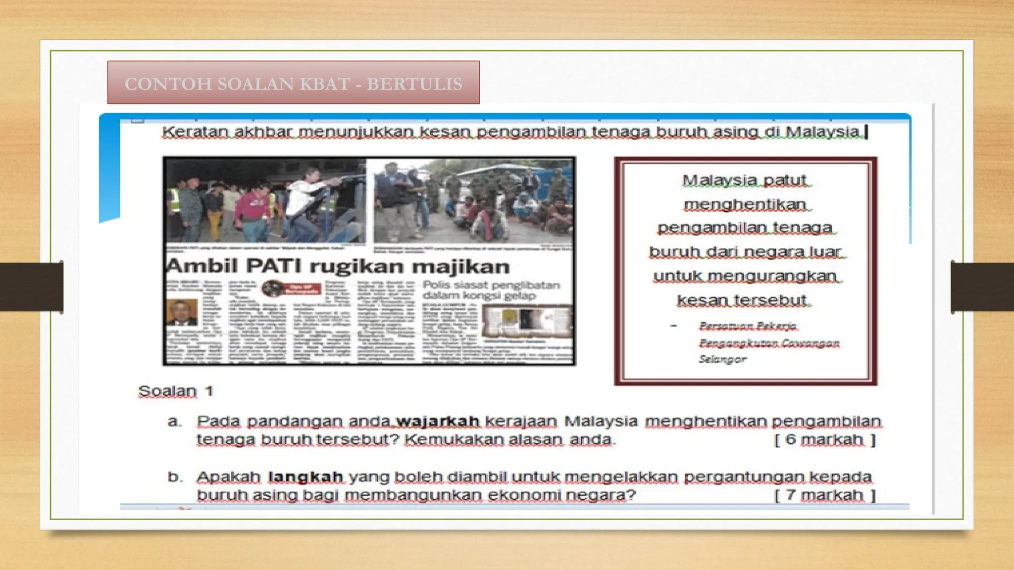 CONTOH SOALAN KBAT - BERTULIS
 