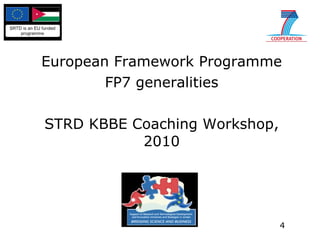 European Framework Programme FP7 generalities STRD KBBE Coaching Workshop, 2010 