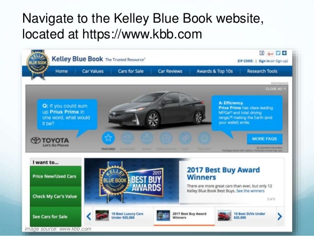 How to use the kelley blue book website