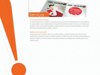 Serviços
Comunicação Interna
A comunicação interna da KB! é composta por instrumentos de interação entre o corpo diretivo
da organização e seus colaboradores. Jornais/Revistas/Boletins (tanto virtuais como impressos ),
quadros murais, comunicados de todas as ordens tornam o corpo funcional integrado e o principal
formador de opinião para o público externo.

Editora & Conteúdo
Do planejamento à edição, a KB! cria o projeto grá co e editorial para jornais, revistas, livros
institucionais, relatórios anuais e projetos especiais. A KB! conta com um núcleo especializado na
redação, edição e revisão de textos e veículos jornalísticos; produção de conteúdo para sites e
mídias sociais.
 