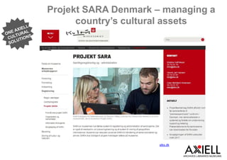 ARCHIVES LIBRARIES MUSEUMS
slks.dk
Projekt SARA Denmark – managing a
country’s cultural assets
 