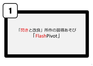 「閃きと改良」所作の習得あそび
「FlashPivot」
1
5
 