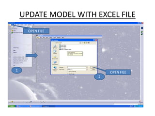 UPDATE MODEL WITH EXCEL FILE
OPEN FILE
OPEN FILE
1
2
 