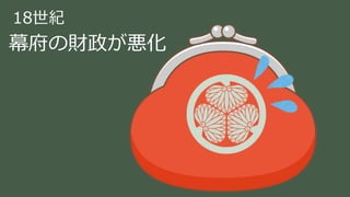 稲葉 通太 Michio Inaba
幕府の財政が悪化
18世紀
 