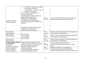 Αναφορά και τήρηση 
κανόνων ασφάλειας. 
· Να εκτελούν εργασίες κοπής, κάμψης 
και σύνδεσης ελασμάτων. 
· Να χειρίζονται τις σχετικές με τις 
εργασίες αυτές μηχανές. 
Να είναι σε θέση να ακολουθούν τα 
κατασκευαστικά σχέδια 
Να αναγνωρίζουν και να ακολουθούν τα 
βήματα (στάδια) εργασίας που 
αναφέρονται στα φύλλα έργου. 
Να ακολουθούν τις προβλεπόμενες 
διαδικασίες οργάνωσης και εκτέλεσης των 
εργασιών. 
Να τηρούν με σχολαστικότητα τα μέτρα 
ασφάλειας και να επιλέγουν τα 
απαιτούμενα μέσα προστασίας. 
Ασκ.4 
Σελ. 148 
Η κοπή του δοκιμίου πρέπει να είναι σωστή ώστε να 
χρειάζεται μικρό χρόνο και κόπο λιμαρίσματος. 
Ίδια με θεωρία. 
Κεφ. 6 και Κεφ. 7. 
Ίδιοι με θεωρία. 
Κεφ. 6 και Κεφ. 7. 
Ίδιοι με θεωρία. 
Κεφ. 6 και Κεφ. 7. 
Ασκ. 1 
Σελ. 215 
Πρέπει να γίνει προσαρμογή της άσκησης σύμφωνα με 
τις δυνατότητες του εργαστηρίου. 
Ίδια με θεωρία. 
Κεφ. 6 και Κεφ. 7. 
Ασκ. 2 
Σελ. 219 
Πρέπει να γίνει προσαρμογή της άσκησης σύμφωνα με 
τις δυνατότητες του εργαστηρίου. 
Ίδια με θεωρία. 
Κεφ. 6 και Κεφ. 7. 
Ασκ.3 
Σελ. 223 
Πρέπει να γίνει προσαρμογή της άσκησης σύμφωνα με 
τις δυνατότητες του εργαστηρίου. 
8. ΕΡΓΑΣΤΗΡΙΑΚΕΣ ΑΣΚΗΣΕΙΣ 
ΣΥΓΚΟΛΛΗΣΕΩΝ 
8.1 Άσκηση 
κασσιτεροκσυγκόλλησης. 
8.2 Άσκηση ρύθμισης 
φλόγας καυστήρα 
οξυγονοσυγκόλλησης. 
Να χρησιμοποιούν τα εργαλεία και τις 
συσκευές που απαιτούνται και να εκτελούν 
εργασίες: α)κασσιτεροσυγκόλλησης 
β)ρύθμισης φλόγας καυστήρα 
οξυγονοσυγκόλλησης 
γ) οξυγονοσυγκόλλησης ελασμάτων 
δ)ηλεκτροσυγκόλλησης τόξου με 
Ασκ. 
Σελ 246 
Εκτός της άσκησης μπορεί να γίνει και 
κασσιτεροσυγκόλληση χαλκοσωλήνων αν υπάρχει 
χρόνος. 
Ασκ. 1 
Σελ. 276 
ΠΡΟΣΟΧΗ :Οι ασκήσεις των συγκολλήσεων 
(κασσιτεροσυγκόλληση, οξυγονοσυγκόλληση, 
ηλεκτροσυγκόλληση) πρέπει να γίνονται με όλους τους 
46 
 