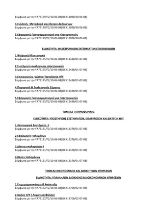 Οδηγίες για τη διδασκαλία των μαθημάτων ανά Ομάδα Προσανατολισμού