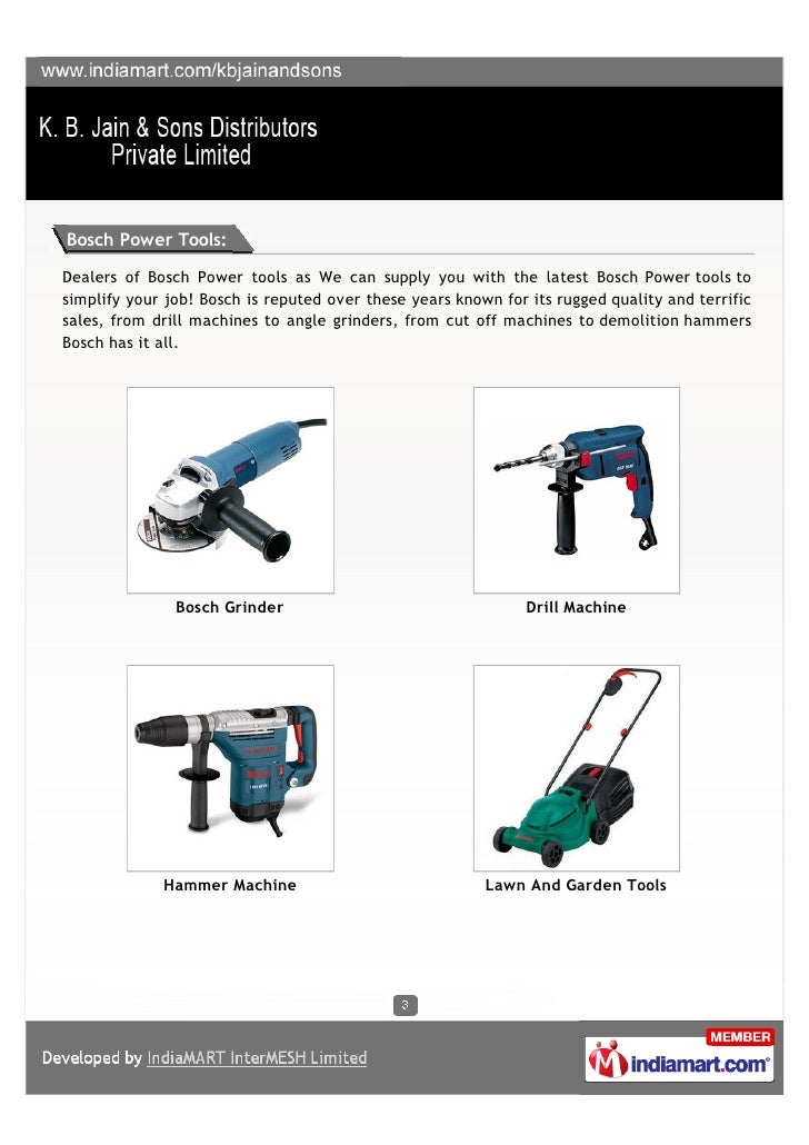 K B Jain Sons Distributors Private Limited Faridabad Bosch Powe