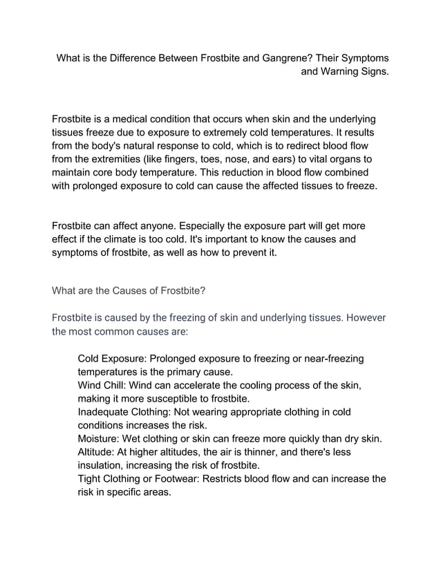 What is the Difference Between Frostbite and Gangrene? Their Symptoms