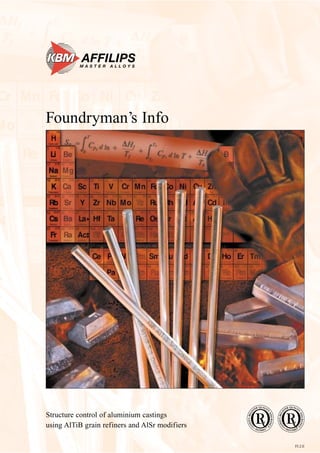 Foundryman’s Info
Structure control of aluminium castings
using AlTiB grain refiners and AlSr modifiers
FI.2.E
 