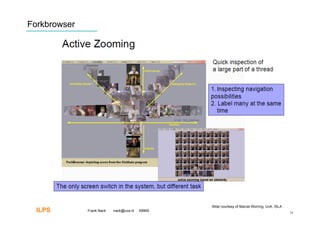 Forkbrowser




                                                Slide courtesy of Marcel Worring, UvA, ISLA
  ILPS        Frank Nack   nack@uva.nl   KBMS
                                                                                              14
 