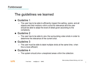 Forkbrowser




                                                Slide courtesy of Marcel Worring, UvA, ISLA
  ILPS        Frank Nack   nack@uva.nl   KBMS
                                                                                              15
 