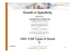Growth in Specificity




             1920: 5168 Types of Goods

18.09.2010
                                         8
 