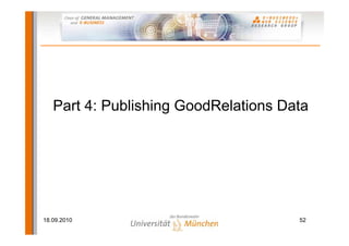 Part 4: Publishing GoodRelations Data




18.09.2010                            52
 