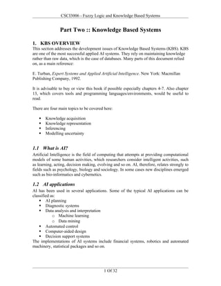 KBS Lecture Notes | DOC