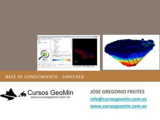 BASE DE CONOCIMIENTO - SIMSCHED
JOSE GREGORIO FREITES
info@cursosgeomin.com.ve
www.cursosgeomin.com.ve
 