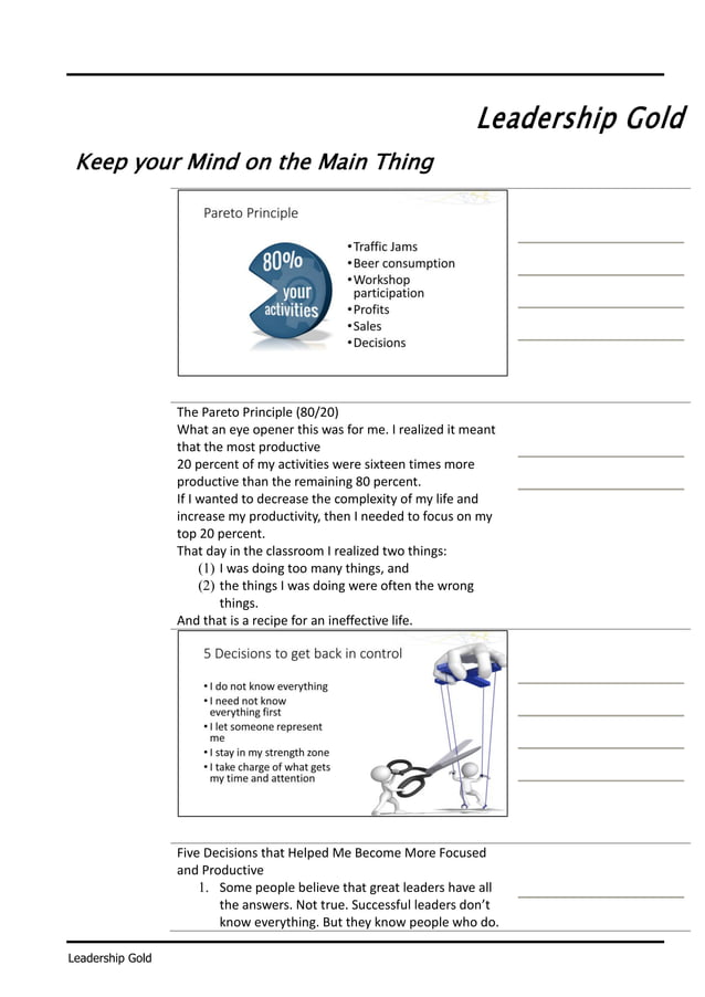 Leadership gold session handout | PDF | Executive Leadership ...