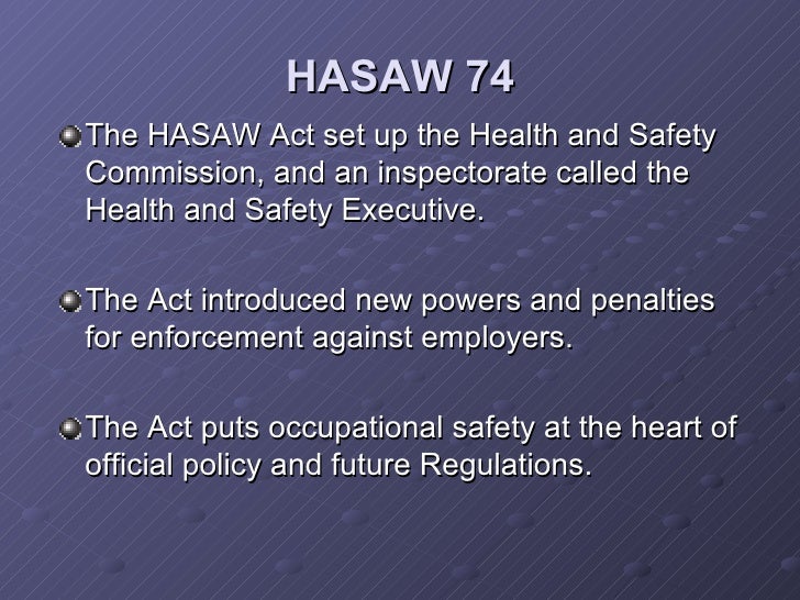 essay on health and safety at work act The health and safety at work act 1974 provides the legal framework to promote, stimulate and encourage high standards of health and safety in places of work. essay on health and safety at work act The health and safety at work act 1974 provides the legal framework to promote, stimulate and encourage high standards of health and safety in places of work.