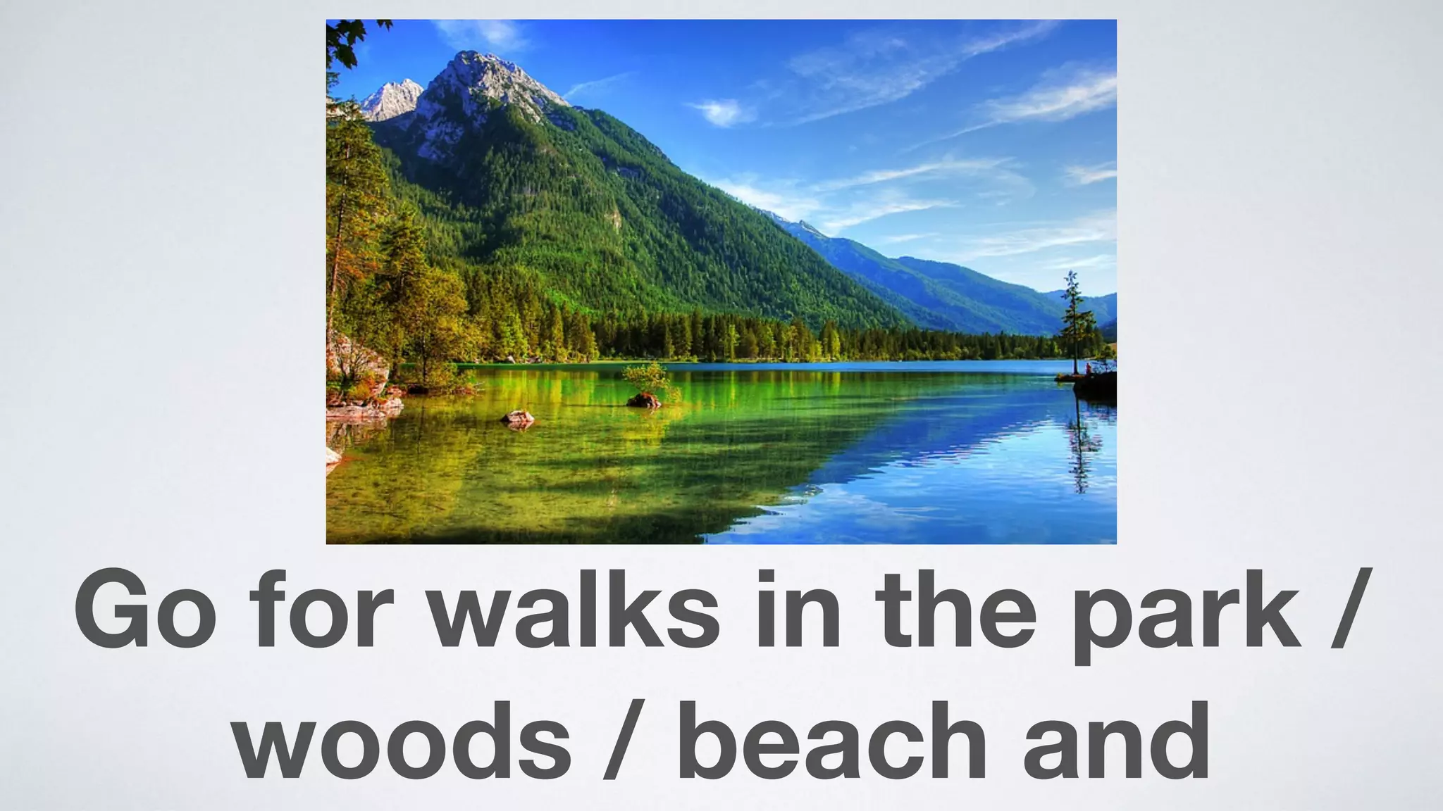 Go for walks in the park /
woods / beach and
 