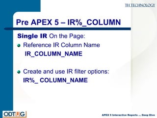 APEX 5 Interactive Reports: Deep Dive and Upgrade Advice | PDF