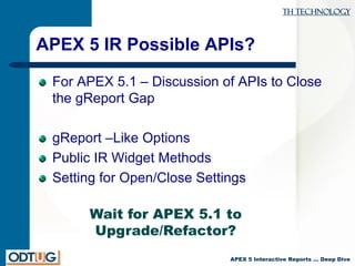APEX 5 Interactive Reports: Deep Dive and Upgrade Advice | PDF