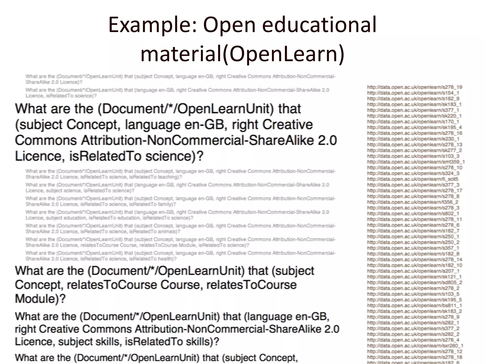 Example: Open educational material(OpenLearn)