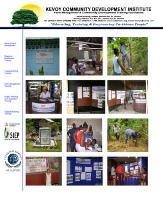 Social Project
Management




Resource
Mobilization
Training




Proposal Writing
Training




Farm Management
Training




Project Planning
and Evaluation
Training




Capacity Building
Training
 