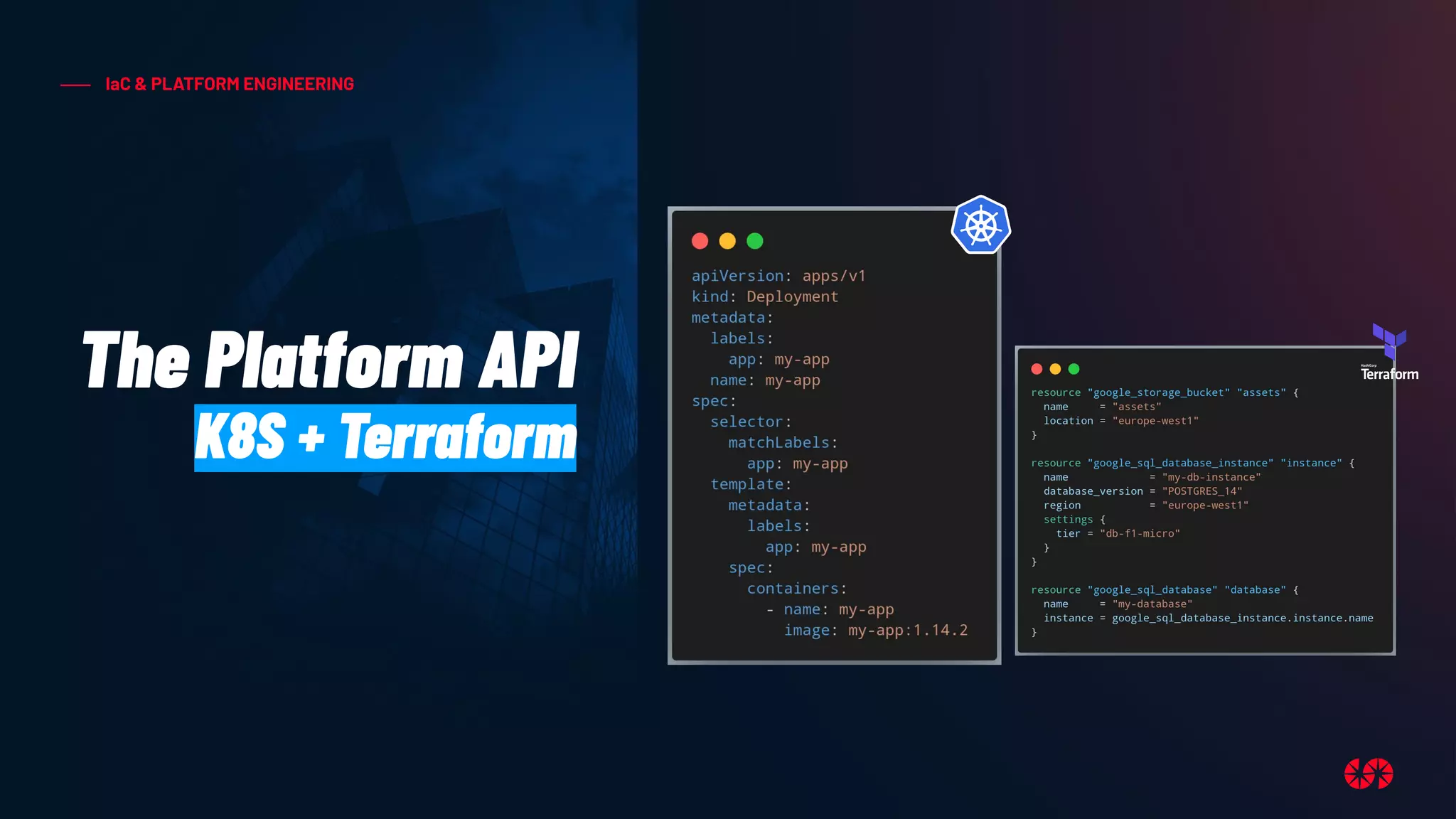 IaC & PLATFORM ENGINEERING
The Platform API
K8S + Terraform
 