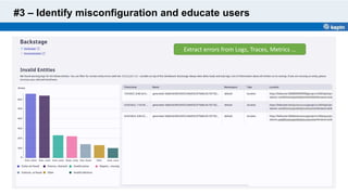 #3 – Identify misconfiguration and educate users
Extract errors from Logs, Traces, Metrics …
 