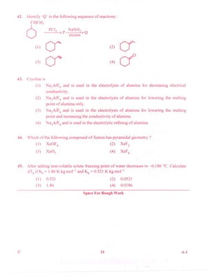 Kcet Chemistry 2015 Question Paper Pdf