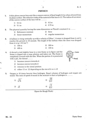 KCET Physics - 2004 Question Paper | PDF