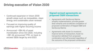 2
Driving execution of Vision 2030
• Continued expansion in Vision 2030
growth areas such as renewables, clean
energy and ...