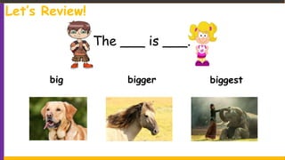 Let’s Review!
big bigger biggest
The ___ is ___.
 