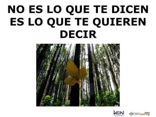 NO ES LO QUE TE DICEN 
ES LO QUE TE QUIEREN 
DECIR 
 