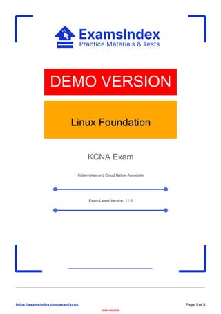 KCNA Certification: Kubernetes and Cloud Native Associate Exam Guide | PDF