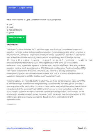 KCNA Certification: Kubernetes and Cloud Native Associate Exam Guide | PDF