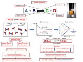 Dynamic Equilibrium 
Closed system 
Reversible 
Forward Rate, Kf 
Reverse Rate, Kr 
2NO2(g) N2O4(g) 
Chemical system 
Forw...