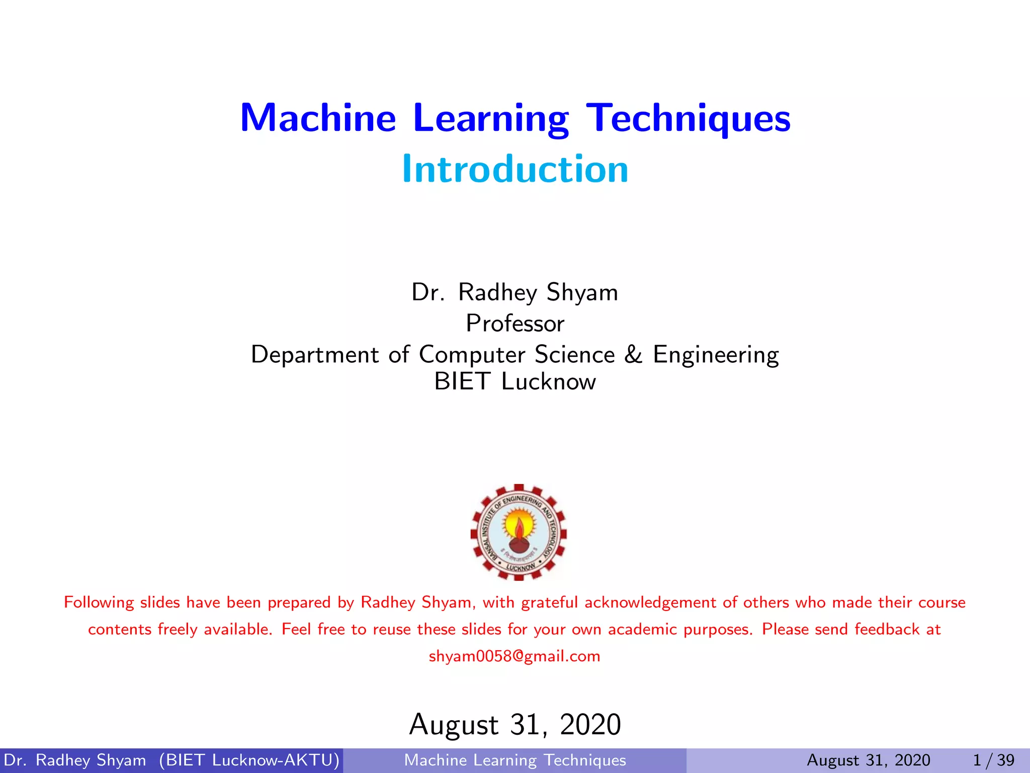 Introduction to Machine Learning | PDF